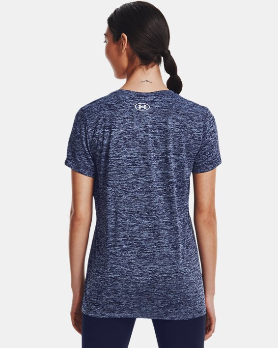 Women's UA Tech™ Twist Crest Short Sleeve, Blue, pdpMainDesktop image number 1